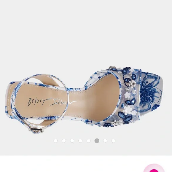 Betsey Johnson Brody White/Blue Floral Sandals NWT - Picture 6 of 13